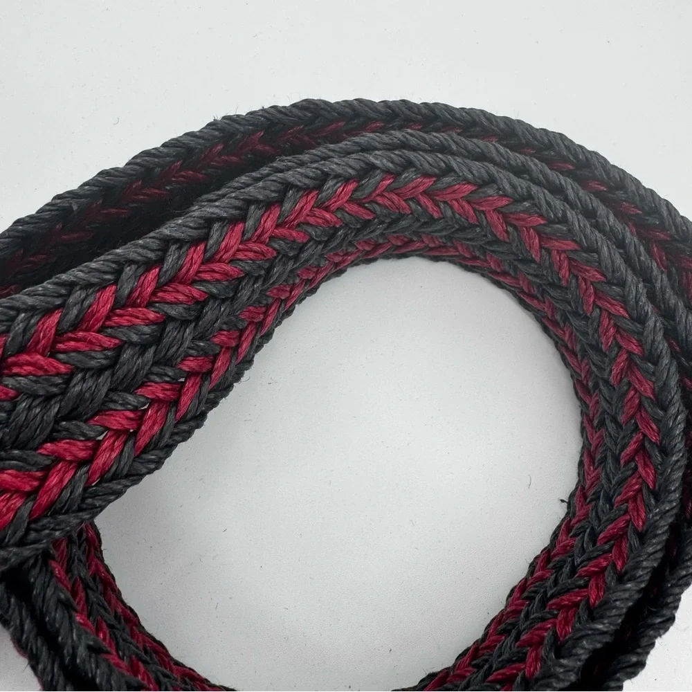 Vintage Torino Mens Silver Buckle Belt Woven‎ Red Black Brown Leather Size 44